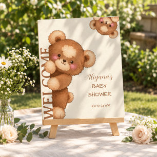 Watercolor Braunbär Baby Shower Begrüßung Poster