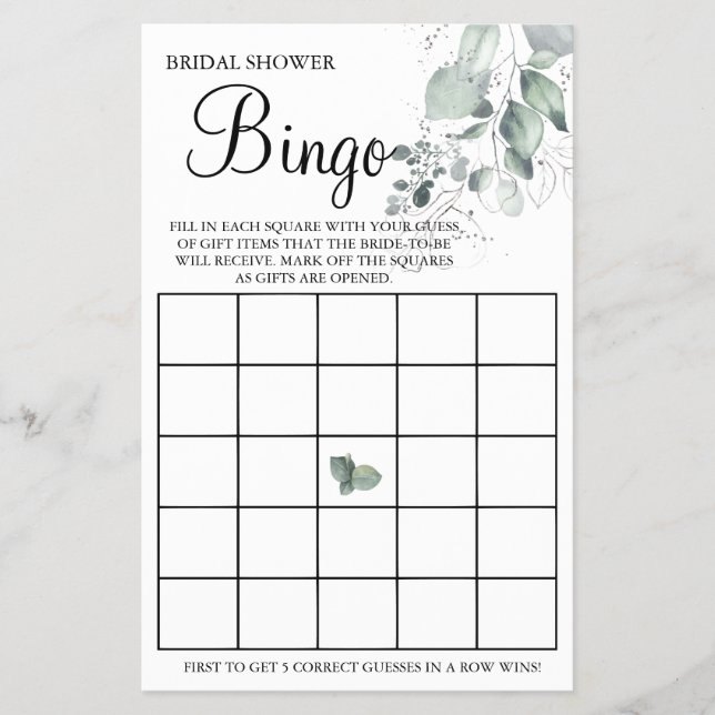 Watercolor Brautparty Bingo Spielkarte Flyer (Vorne)