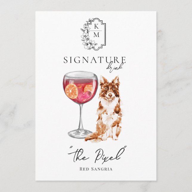 Watercolor | Bride & Groom Signature Drink Menükarte (Vorderseite)