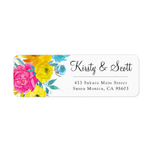 Watercolor Bright Summer Blume Hochzeitsadresse
