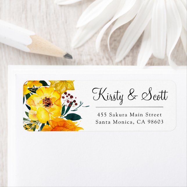 Watercolor Bright Summer Blume Hochzeitsadresse (Insitu)