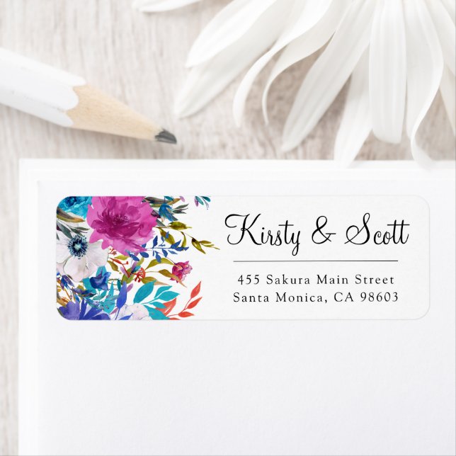 Watercolor Bright Summer Blume Hochzeitsadresse (Insitu)