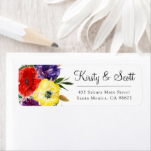 Watercolor Bright Summer Blume Hochzeitsadresse