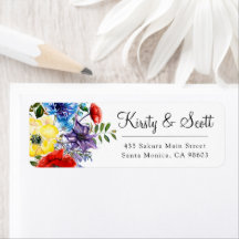 Watercolor Bright Summer Blume Hochzeitsadresse
