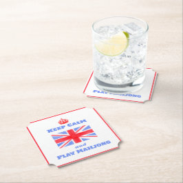 Watercolor British Union Jack Keep Calm Mahjong Untersetzer