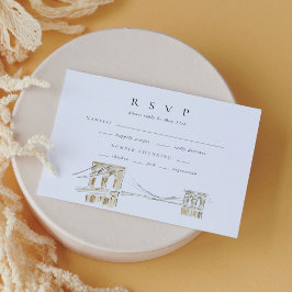 Watercolor Brooklyn Bridge New York Wedding RSVP Karte