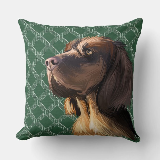 WATERCOLOR BROWN PICARDY SPANIEL HUNDE GESICHT KISSEN (Vorderseite)