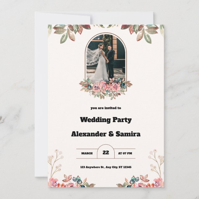 Watercolor Brown Wedding Einladung (Vorderseite)