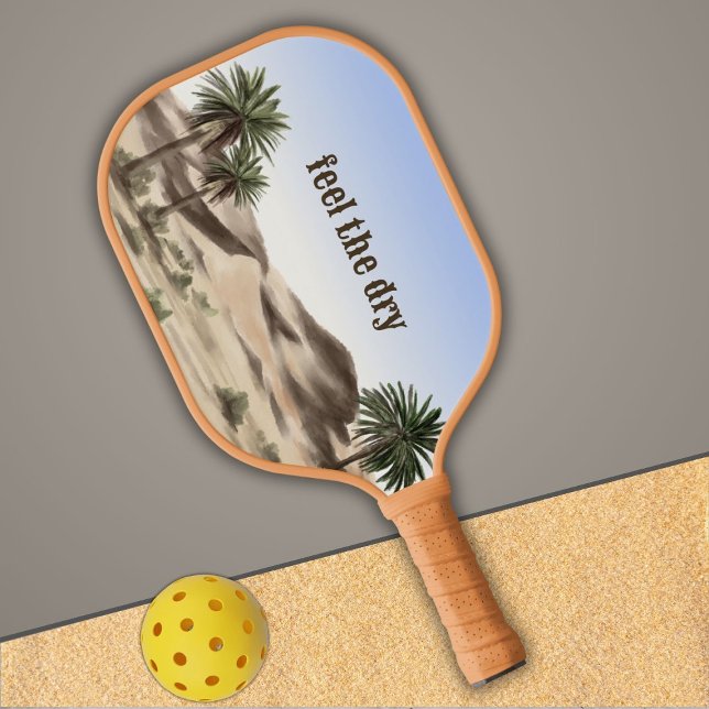 Watercolor Brown Wüste Landschaft und Text Pickleball Schläger (Von Creator hochgeladen)