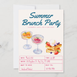 Watercolor Brunch Party Adult Birthday  Einladung