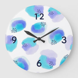 Watercolor Brushstrokes Large Clock Große Wanduhr