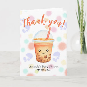 Watercolor Bubble Tea Baby Dusche Vielen Dank Karte