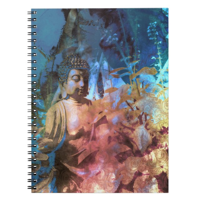 Watercolor Buddha Blue Topaz Spiral Foto Notebook Notizblock (Vorderseite)