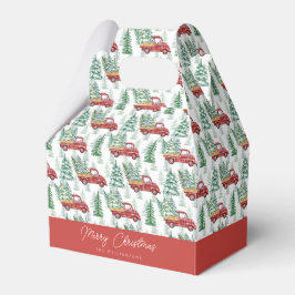 Watercolor Buffalo Plaid Vintage Truck Christmas Geschenkschachtel