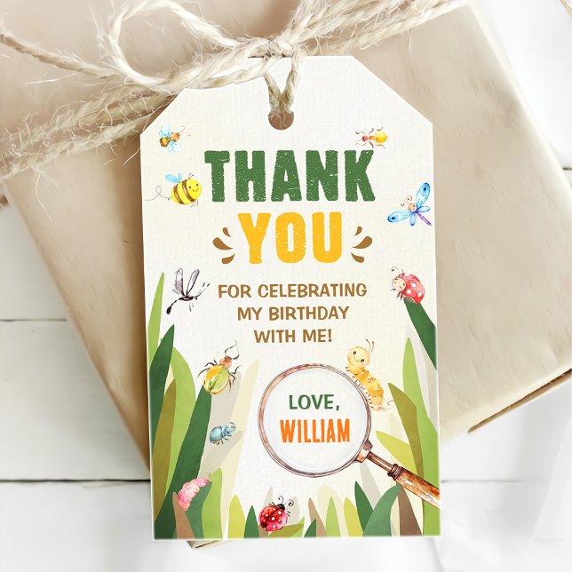 Watercolor Bug Insect Boy Birthday Geschenkanhänger (Von Creator hochgeladen)