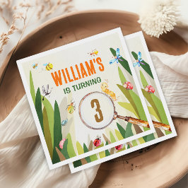 Watercolor Bug Insect Boy Birthday Serviette