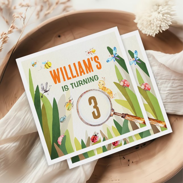 Watercolor Bug Insect Boy Birthday Serviette (Von Creator hochgeladen)