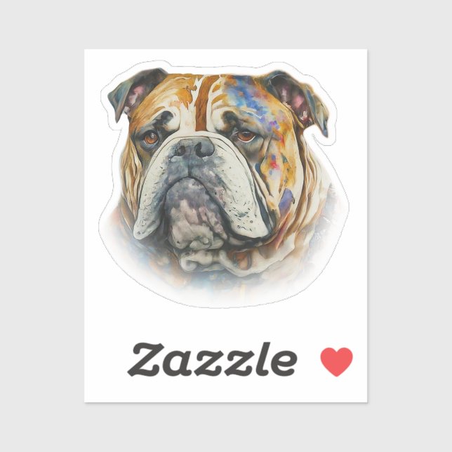 Watercolor Bulldog Aufkleber (Blatt)