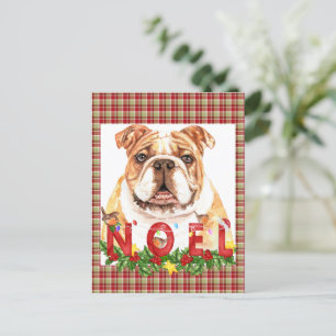 Watercolor Bulldog Weihnachten Weihnachten Postkarte