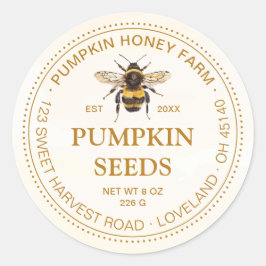 Watercolor Bumblebee Gold Ochre Product Label Runder Aufkleber