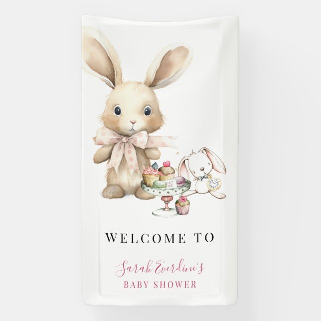 Watercolor Bunny Baby Showbanner Banner (Vertikal)