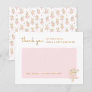 Watercolor Bunny Ballerina Babydusche Dankeskarte