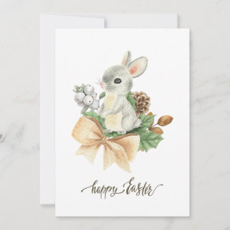 Watercolor Bunny boho Happy Osterfeier Feiertagskarte