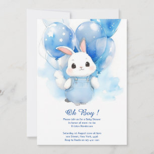 Watercolor Bunny Boy Baby Dusche Einladung