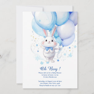 Watercolor Bunny Boy Baby Dusche Einladung