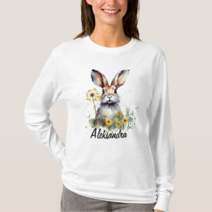 Watercolor Bunny Dandela Long Sleeve T - Shirt