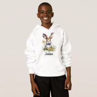 Watercolor Bunny Dandelion Kids's Pullover Hoodie