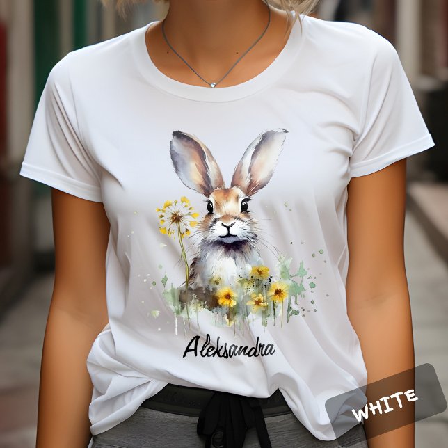 Watercolor Bunny Dandelion Personalisiert Tshirt (Von Creator hochgeladen)
