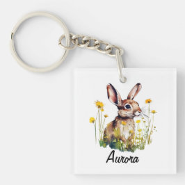 Watercolor Bunny Dandelsplatz Schlüsselkette Schlüsselanhänger