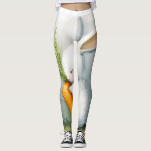 Watercolor Bunny Happy Harvest Leggings
