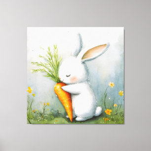 Watercolor Bunny Happy Harvest Leinwanddruck