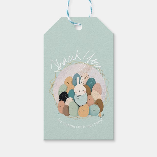 Watercolor Bunny Oaster Vielen Dank Baby Dusche Bo Geschenkanhänger (Vorderseite)