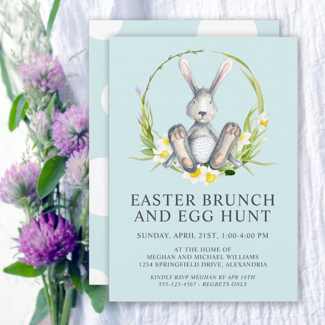 Watercolor Bunny Oster Brunch Ei Hunt Einladung (Von Creator hochgeladen)