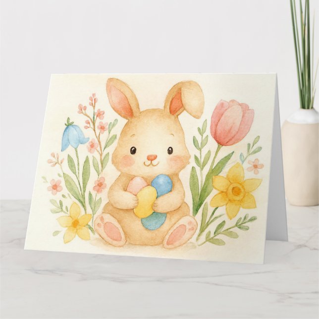 Watercolor Bunny Oster Karte (Vorderseite)