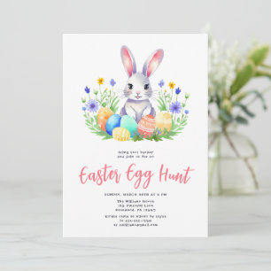Watercolor Bunny Rabbit Ostereier Jagd Einladung