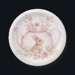 Watercolor Bunny Rabbit Tea Pot Floral Baby Shower Pappteller<br><div class="desc">Watercolor Bunny Rabbit Tea Pot Floral Baby Shower Paper Plates. Celebrate your little one with this adorable watercolor bunny rabbit party plates. Featuring a cute bunny and tea pot with pink flowers and greenery, this design is perfect for baby showers, Easter decor, or everyday spring decor.</div>
