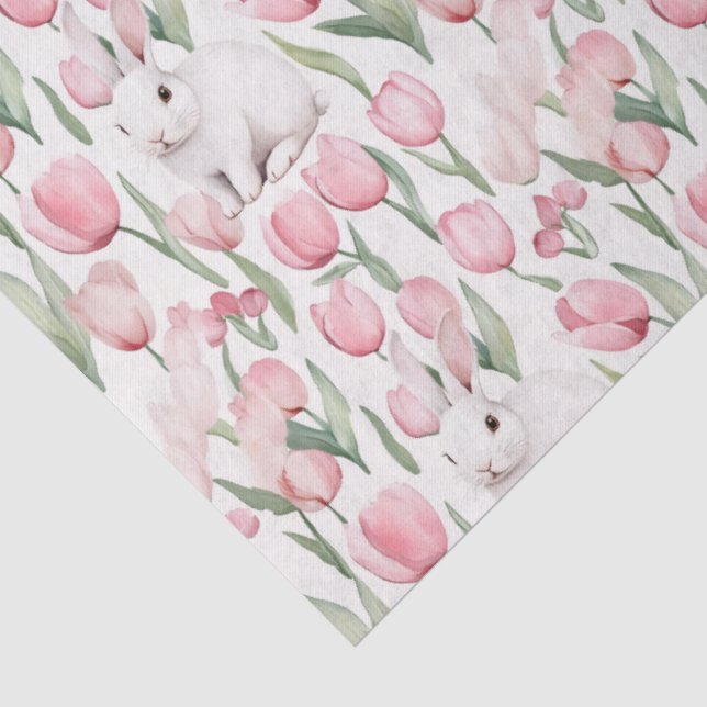 🌷🐇Watercolor Bunny & Tulip Easter  Seidenpapier (Detail)