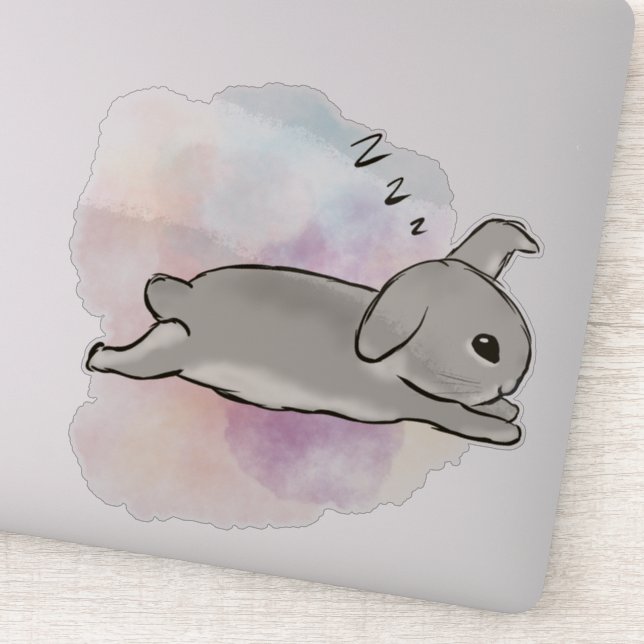 Watercolor bunny zzz aufkleber (Detail)