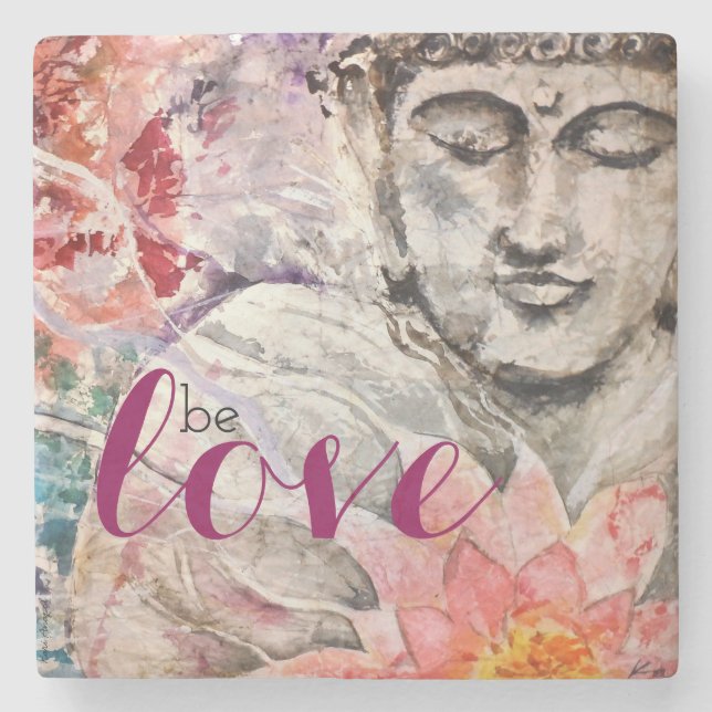 Watercolor bunter Buddha ist Steinuntersetzer (Vorderseite)