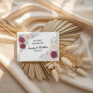 Watercolor Burgund Rose Hochzeit Dankeschön Karte