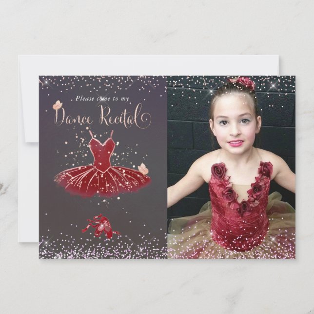 Watercolor Burgund Tutu Tanz Erwägung Einladung (Vorderseite)