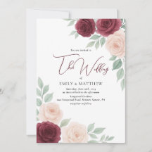 Watercolor Burgundy Bloral Wedding Einladung