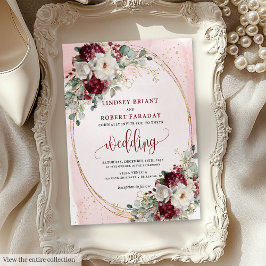 Watercolor Burgundy Blush Wedding Invitation Suite Einladung