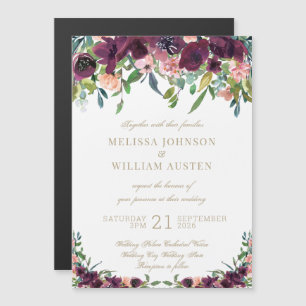 Watercolor Burgundy Elfenbeinblütenhochzeit Magneteinladung