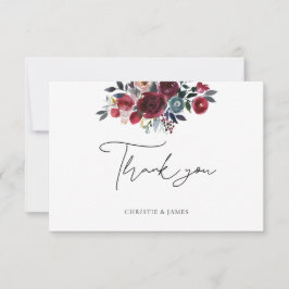 Watercolor Burgundy Floral Danke Karte