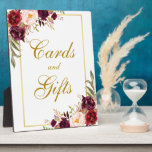 Watercolor Burgundy Gold Wedding Cards Geschenke Fotoplatte<br><div class="desc">Aquarellfarbene Brombeere Gold Hochzeitskarten Geschenktafel Plaque</div>